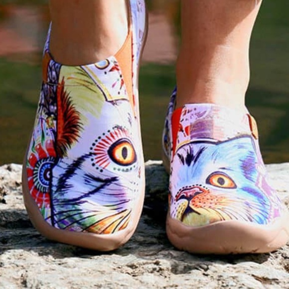 UIN Cheer Up Kitty Cat Slip On Toledo Loafers Shoes Canvas Loose Toe Box EUC 7.5 - Picture 12 of 15